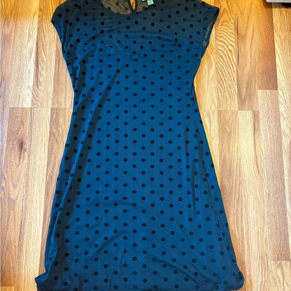 Louie Lucie Elegant emerald Green Polka Dot Dress large